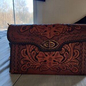 Vintage Brown Leather Clutch